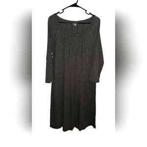 J.Jill Gray Dress With 3/4 Sleeves, Size Large